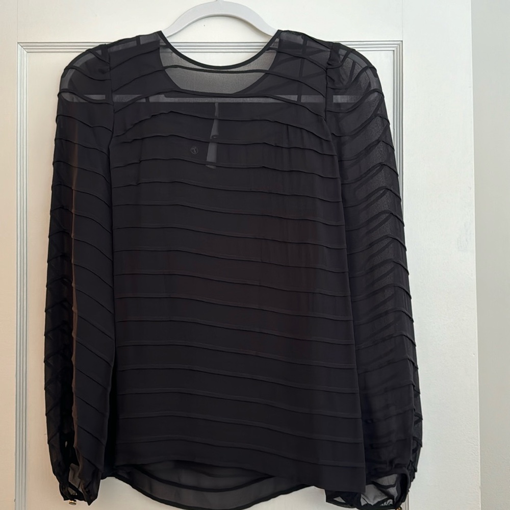Talbot’s Sheer Black Blouse with Silk Shell.  NWT.  Classic, Elegant Styling